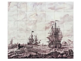 An important 18th century tile panel depicting the whale hunt