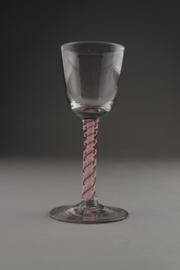 Stem glass with red and opaque twist