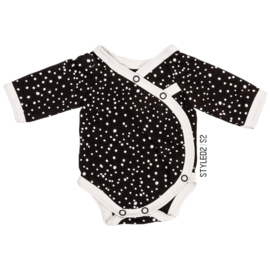 Prematuur | Overslag Romper | No Colour Collection Black Dots - Ecru