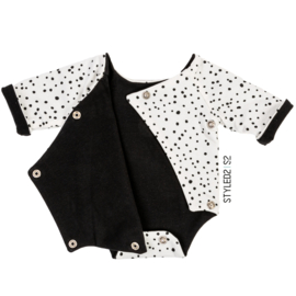 Prematuur | Overslag Romper duo | No Colour Collection Ecru Dots - Black