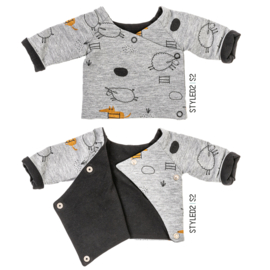 Prematuur | Overslag shirt duo | Grey Sheep Collection Grey - Black