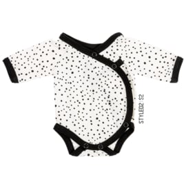 Prematuur | Overslag Romper | No Colour Collection Ecru Dots- Black