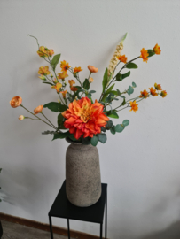 Boeket zijden bloemen warm oranje