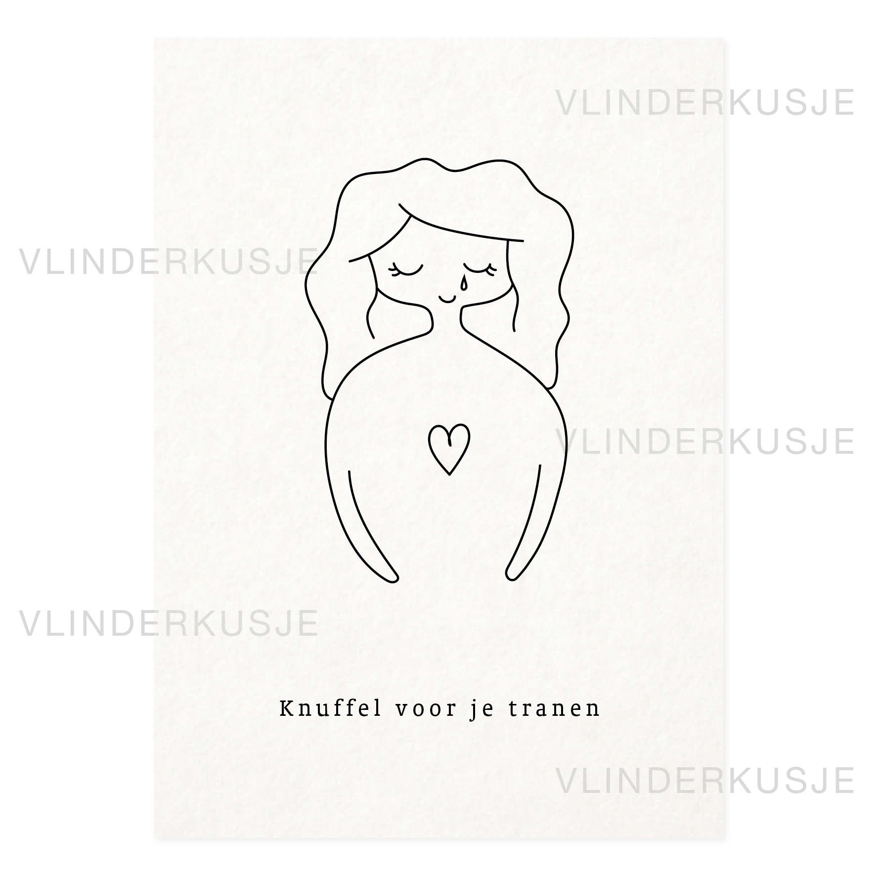 A6 Ansichtkaart / Knuffel voor je tranen (meisje)