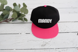 Snapback pet zwart / roze voor kind met naam of tekst