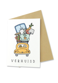 Wenskaart Verhuisd / Nieuwe woning met envelop