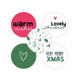 Cadeaustickers kerst gekleurd set 5 stuks