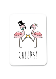Kaart Proost! Cheers flamingo's bruiloft