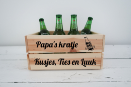 Papa of opa's houten kratje met jouw eigen tekst