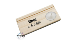 Houten standaard met waxinelichtje voor mama of oma