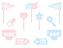 Foto props voor gender reveal party