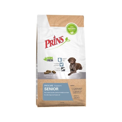 Prins Petfoods- ProCare Senior Support- Geperste brok