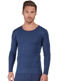 T-shirt lange mouwen huber 100% katoen | fine rib navy blauw