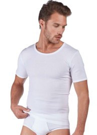 T-shirt huber 100% katoen | 2 pak | double rib wit