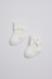 Neugeborenes Baby Socken mit Schleife | Elfenbein