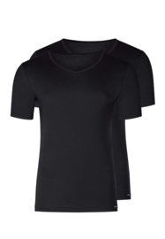 Shirt V-hals 2-pak zwart | korte mouwen Multi pack