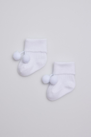 Newborn Baby sokjes met bolletjes | wit