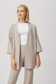 Lounge kimono vest dames | YM | superzacht almond melange