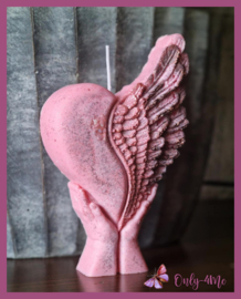 Kaars Hart in handen roze € 11,99