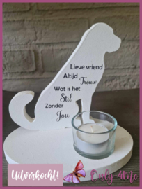 Theelichthouder Hond wit"Lieve vriend" € 16,99