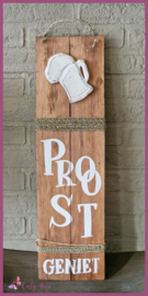 Houten bord "Proost" € 16,99