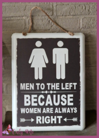 Metalen bord "Men to the left" €  14,99