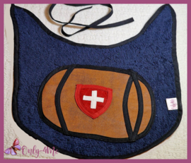 Slabber met tonnetje donkerblauw met zwarte biasband € 19,95
