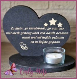 Theelichthouder Hart zwart "Zo klein..."€ 16,99