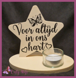 Theelichthouder "Voor altijd in ons hart... " € 16,99