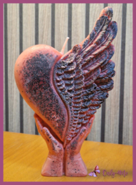 Kaars Hart in handen rood/zwart € 11,99