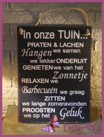 Metalen bord "In onze tuin" € 14,99