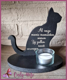 Theelichthouder Kat zwart"Al onze momenten" € 16,99