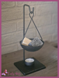 Giftset Geurbrander zwart metaal met 2 Amberblokjes € 18,99