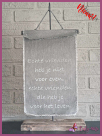 Linnen doek met tekst op staander € 15,99