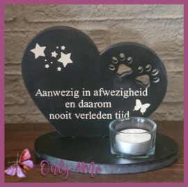 Theelichthouder Hart met pootjes  zwart "Aanwezig in afwezigheid"€ 16,99