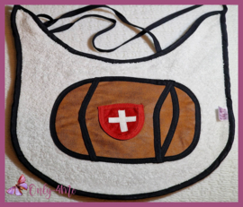 Slabber met tonnetje wit met zwarte biasband € 19,95