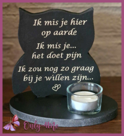 Theelichthouder Uil zwart "ik mis je..."€ 16,99