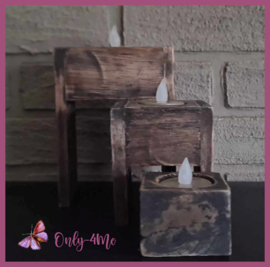 Houten waxinekaarshouders 3-delig € 17,99