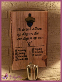 Robuuste plank inclusief opener en emmertje € 27,50