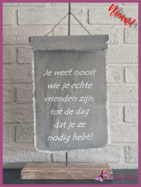 Linnen doek met tekst op staander € 15,99