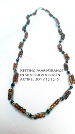 Ketting paars/orange in silver bogen