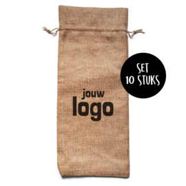 Jute wijnzak met logo | 10 stuks