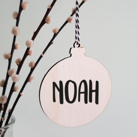 Kerstbal hout | Met naam stoer