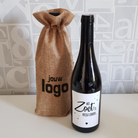 Jute wijnzak met logo | 10 stuks