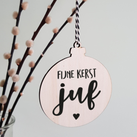 Kerstbal hout | Juf