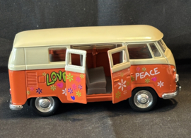 Volkswagenbus met print, 1963, donker oranje, Welly
