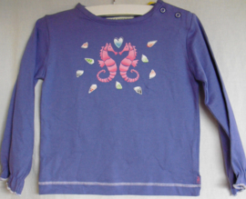 Shirt met lange mouwen, paars, zeepaardjes, mt 80