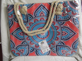 Strandtas Mandala, blauw-roze