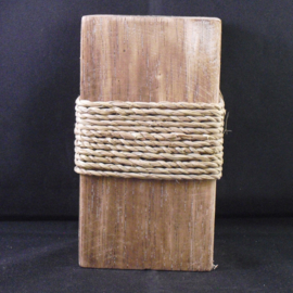 Waxinelichthouder van hout met touw, 13 cm