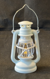 Windlicht, retro, wit met ledje